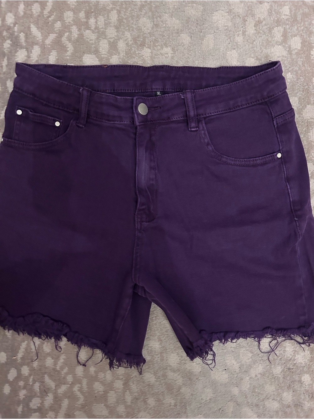 Purple Frayed Hem HULK Denim Shorts